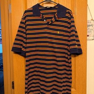 Ralph Lauren Navy Polo with Yellow and Red Stripes